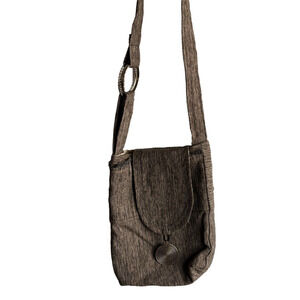 Chic  Brown/Gray Textured Bag with fringe and boho style unique
